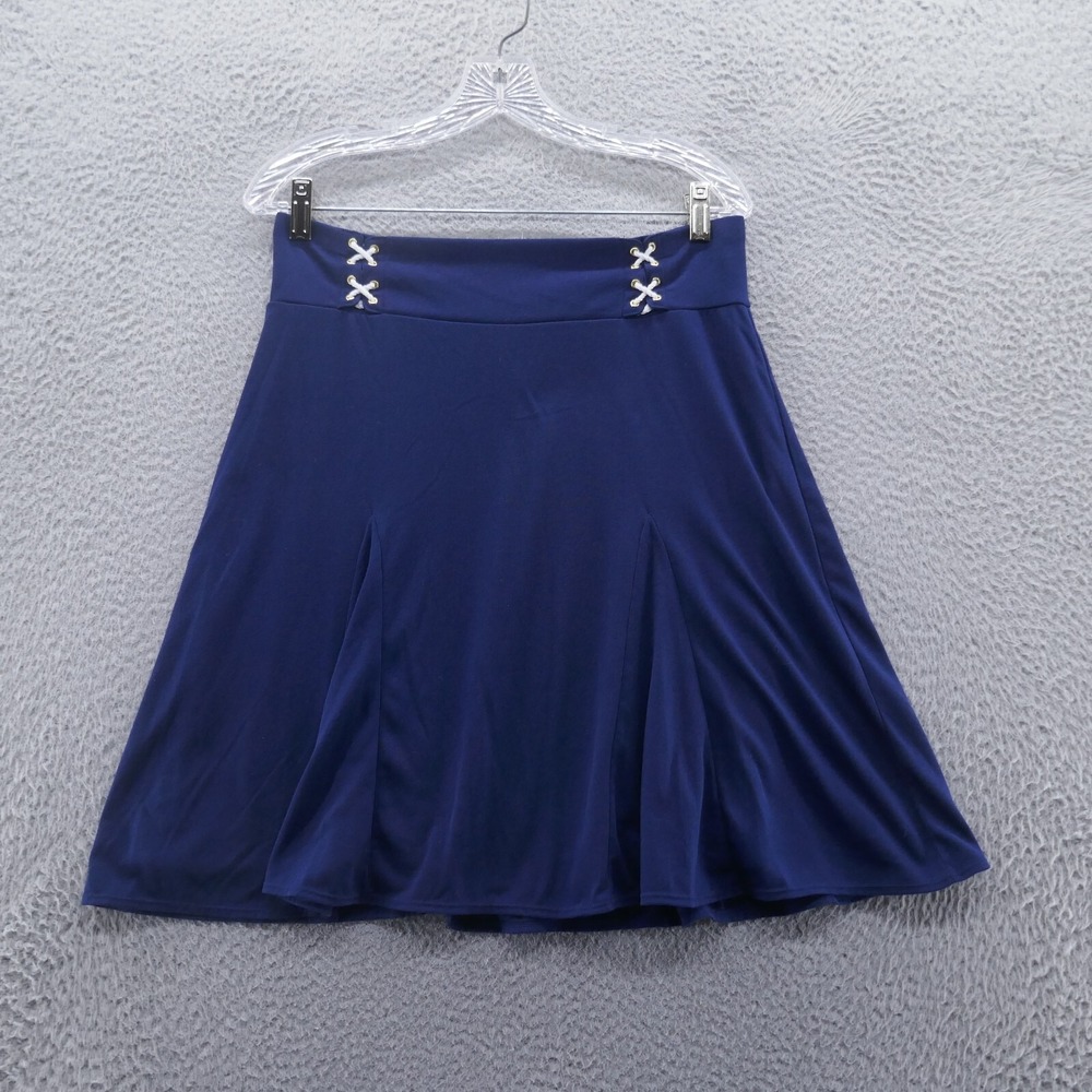Lauren Ralph Lauren Navy Blue Lace Up Grommet A-Line Skirt Size Medium